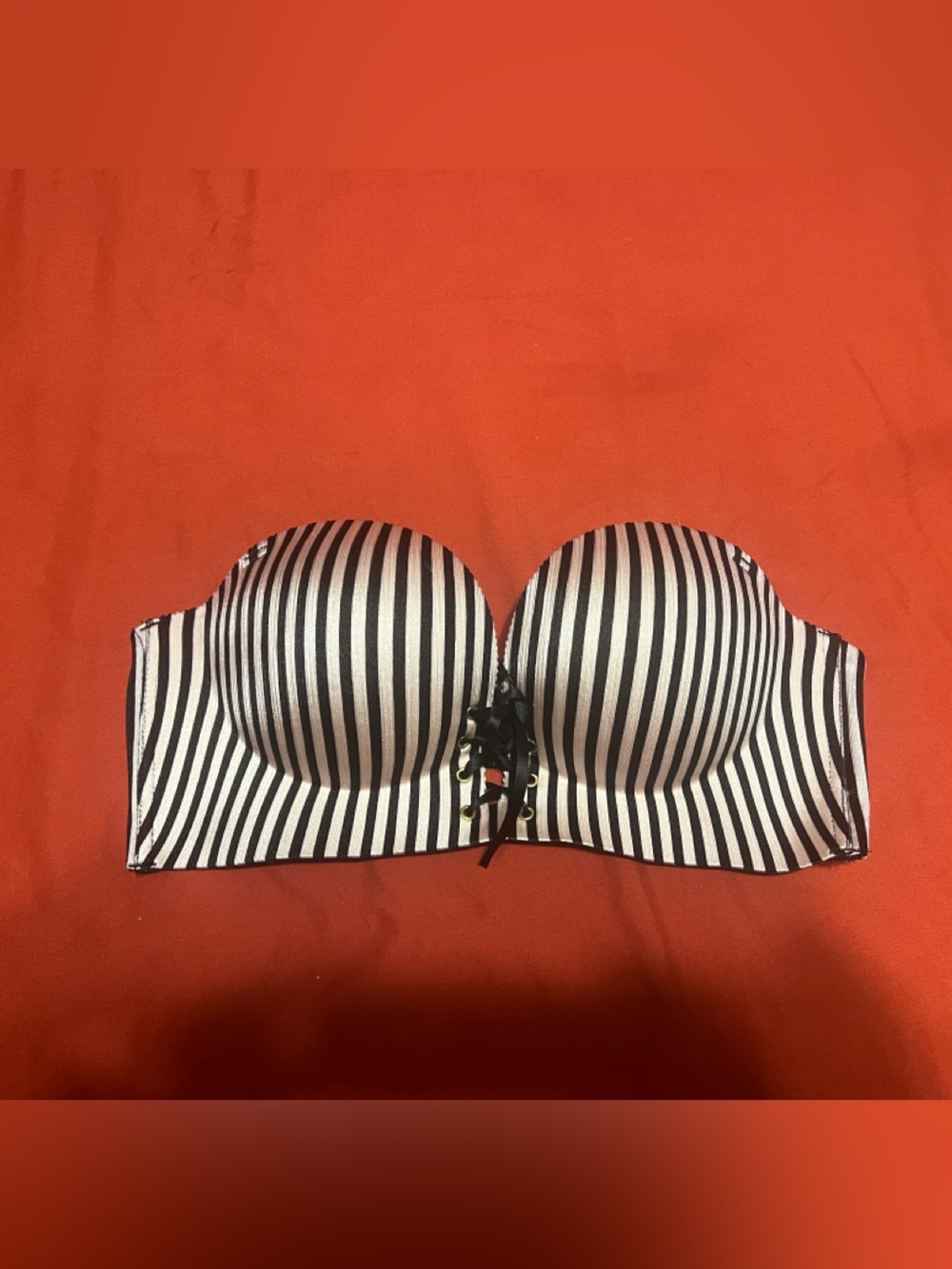 Striped Black & White Strapless Bra